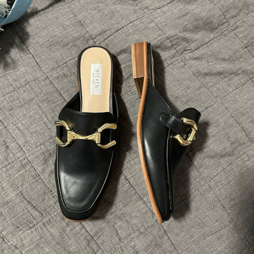 SOLD Steven by Steve Madden Horse-Bit Leather Loafer Mule